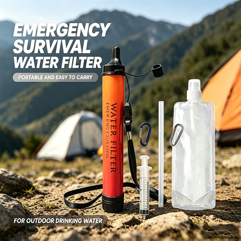 Water Purification Straw - فلتر مياه صغير محمول للاستخدام الخارجي،