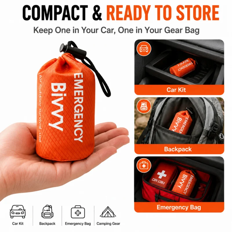 Bivy Bag Emergency - كيس نوم للطوارئ، مصنوع من فيلم